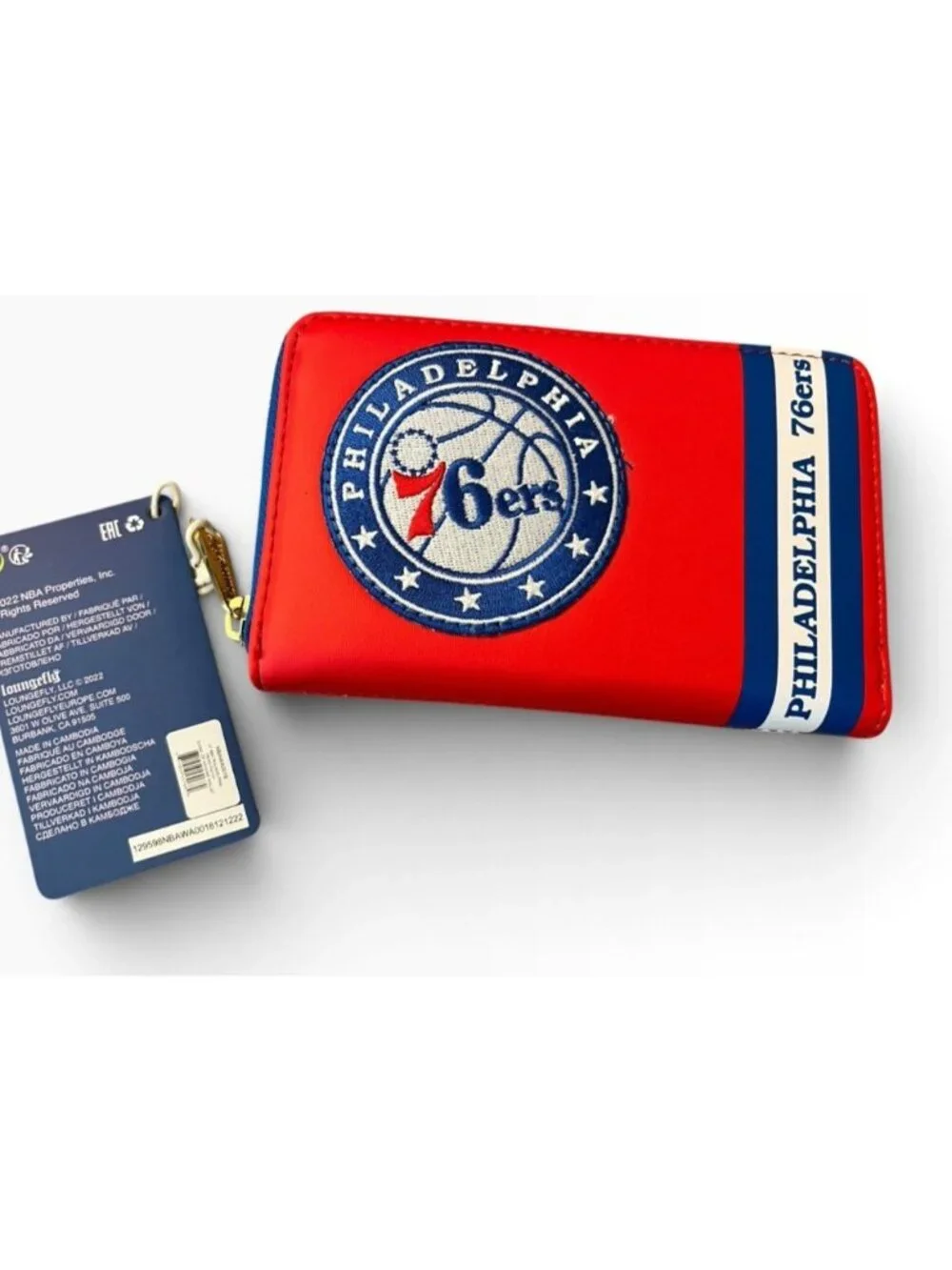 Loungefly NBA Philadelphia 76ers Patches Icons Zip Around Wallet New With Tags